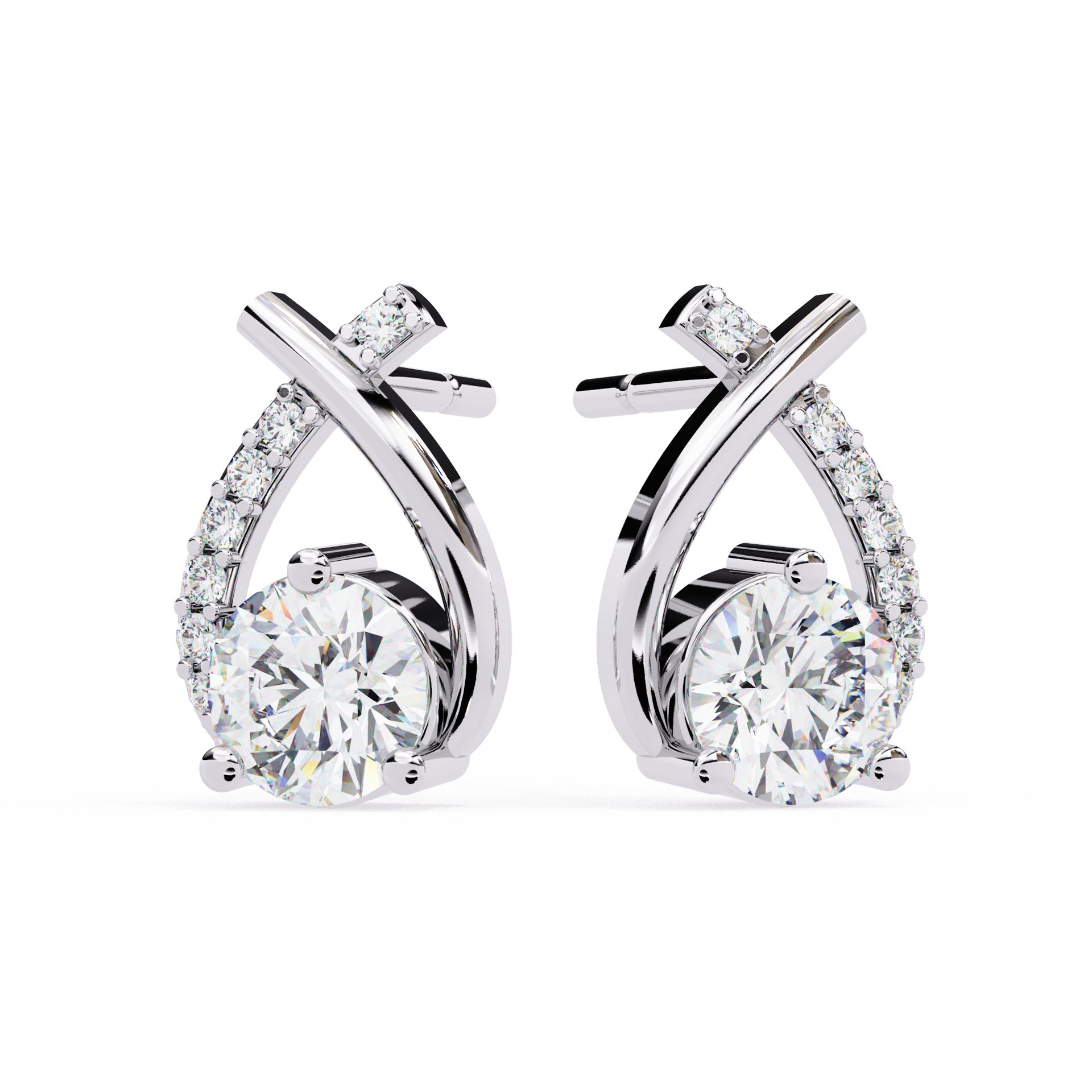 Pear-Cut Lab-grown Diamond Stud Studs in 10K White Gold