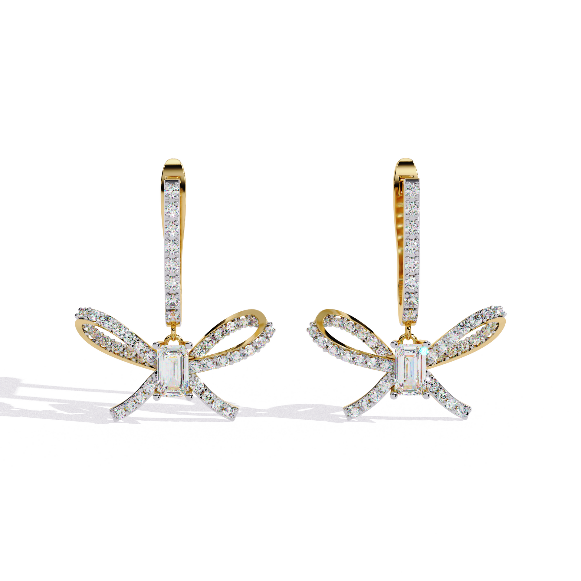 Round-Cut Lab-grown Diamond Cluster Hoop Earrings in 10K White Gold