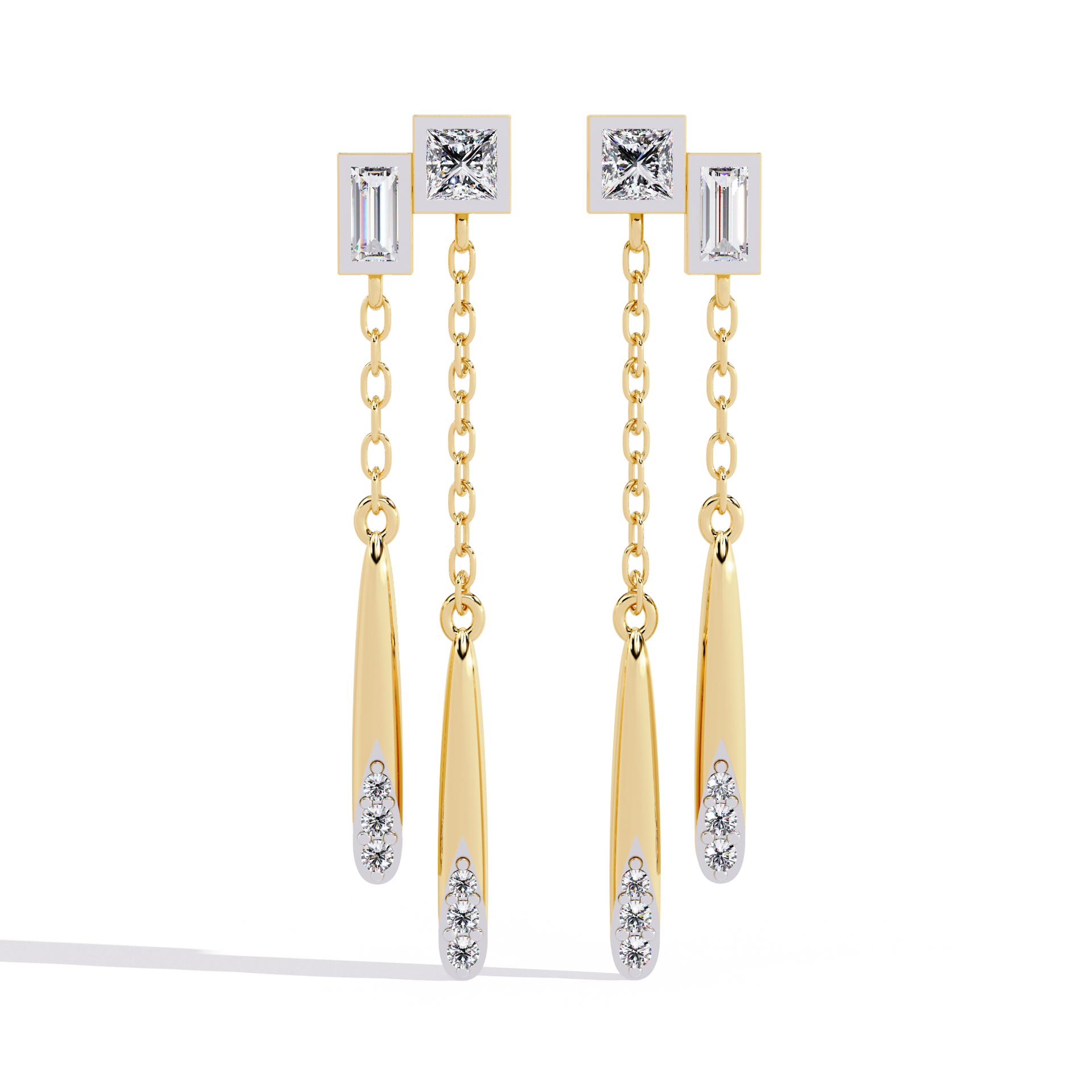 Princess-Cut Lab-grown Diamond Drop Earrings in 10K White Gold