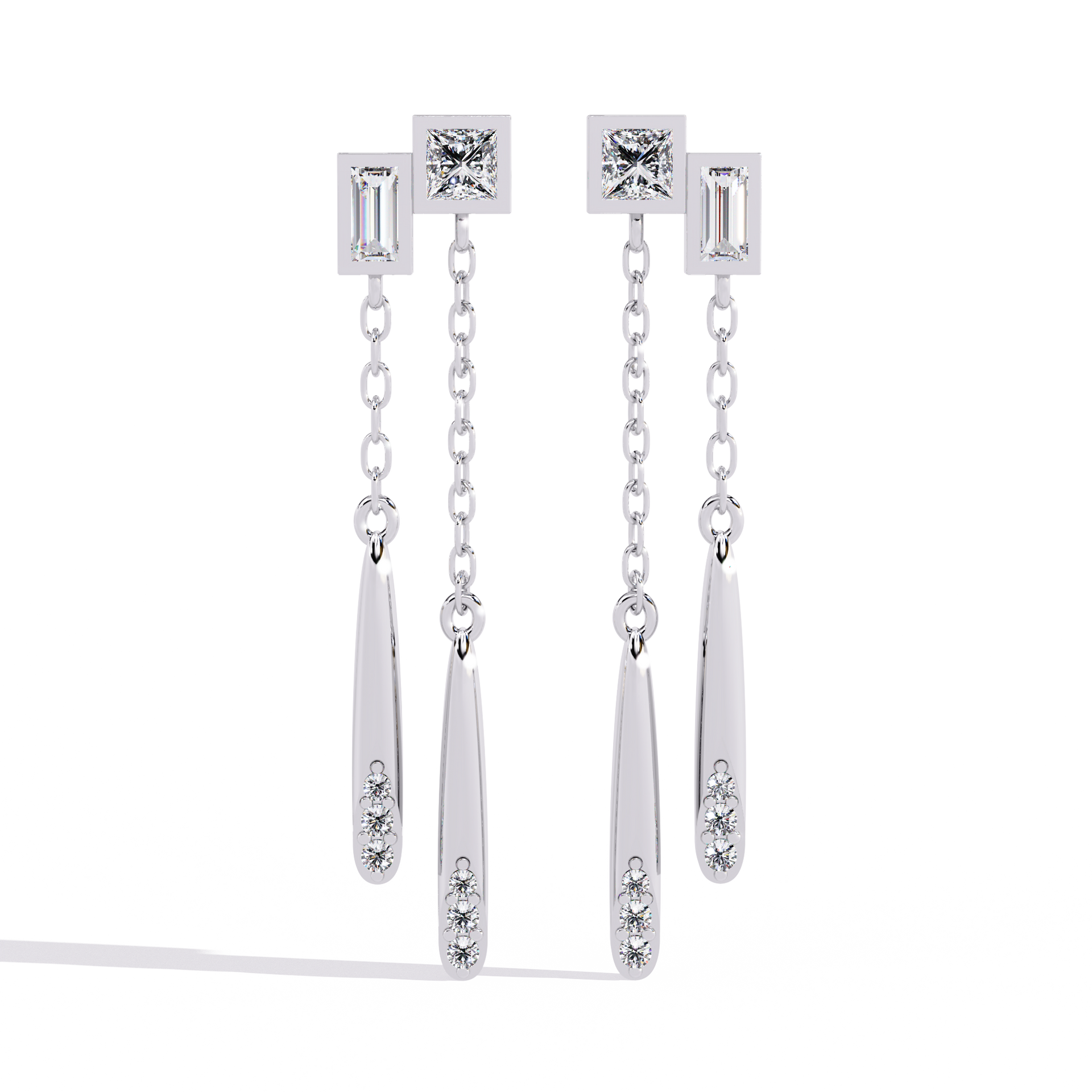 Princess-Cut Lab-grown Diamond Drop Earrings in 10K White Gold