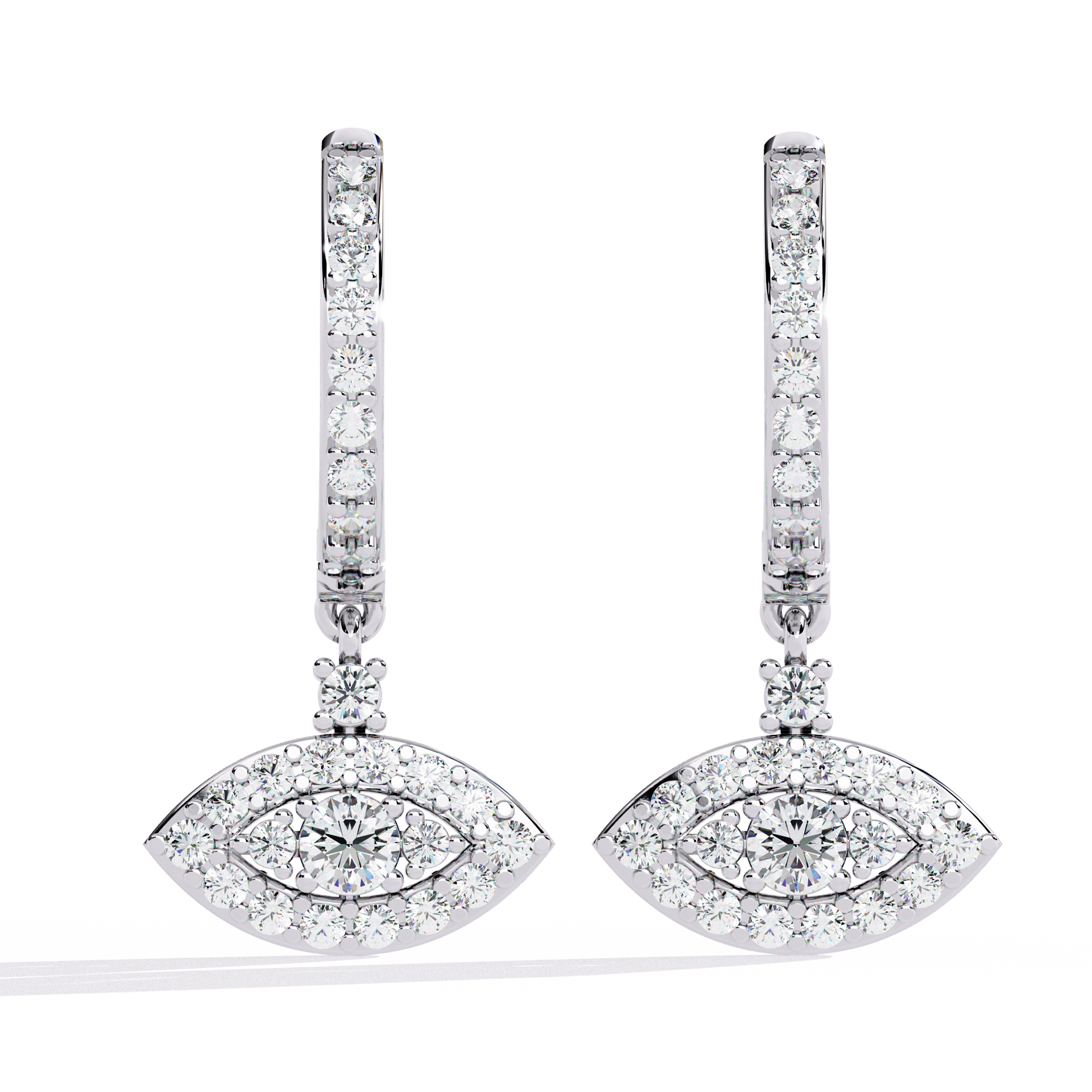 Round-Cut Lab-grown Diamond Antique Hoop Earrings in 10K White Gold