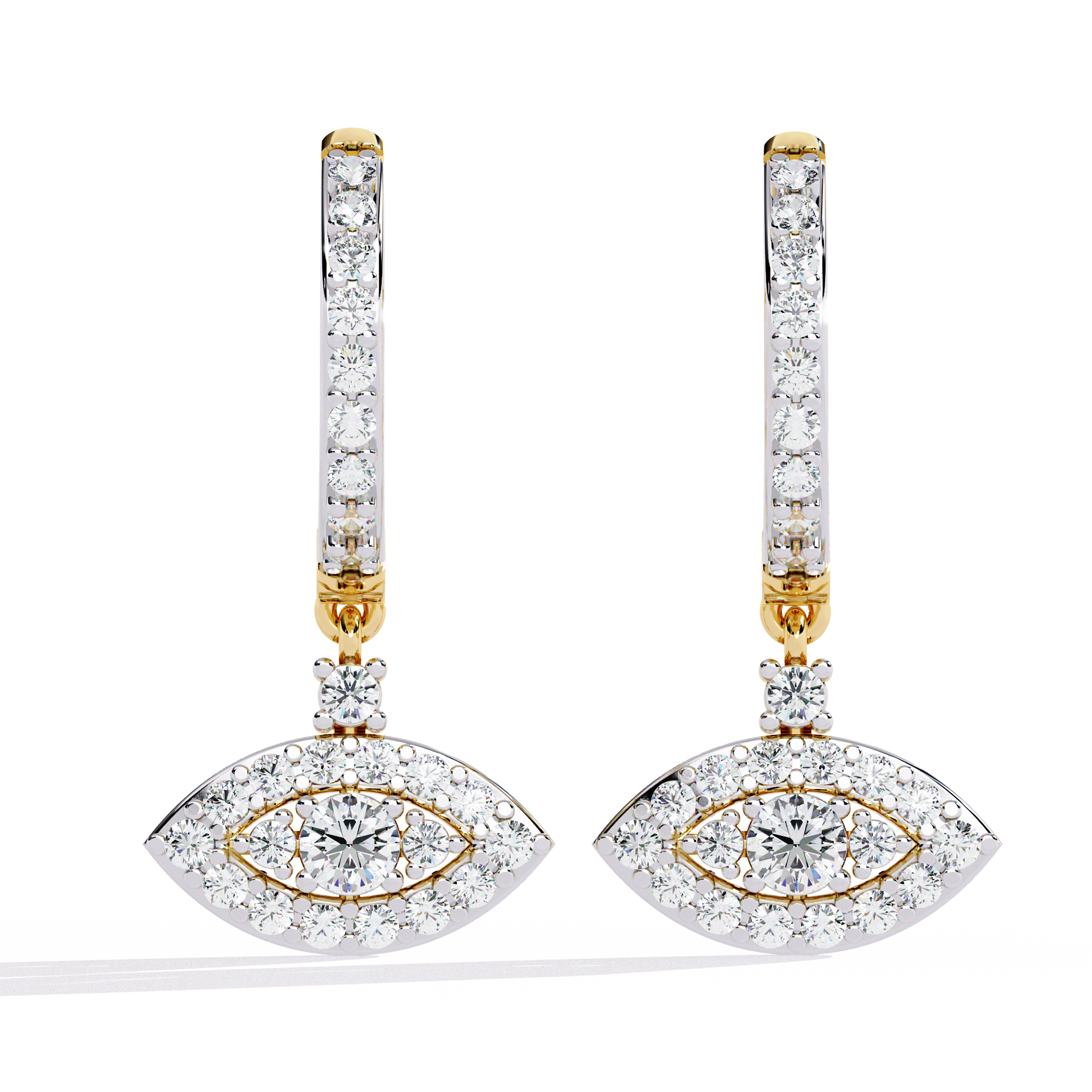 Round-Cut Lab-grown Diamond Antique Hoop Earrings in 10K White Gold