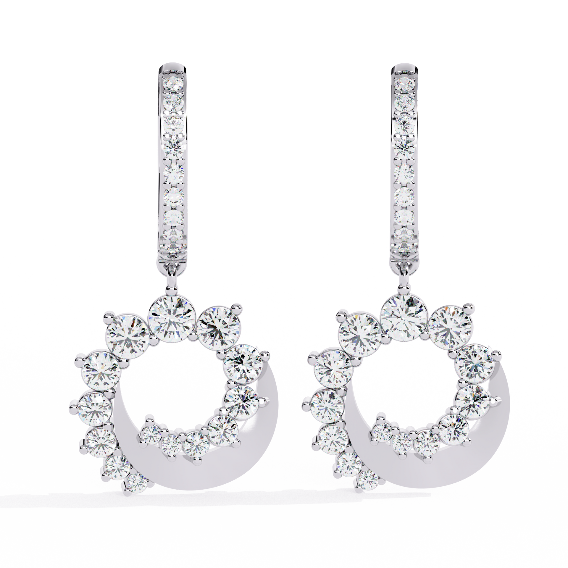 Round-Cut Lab-grown Diamond Hoop Hoop Earrings in 10K White Gold