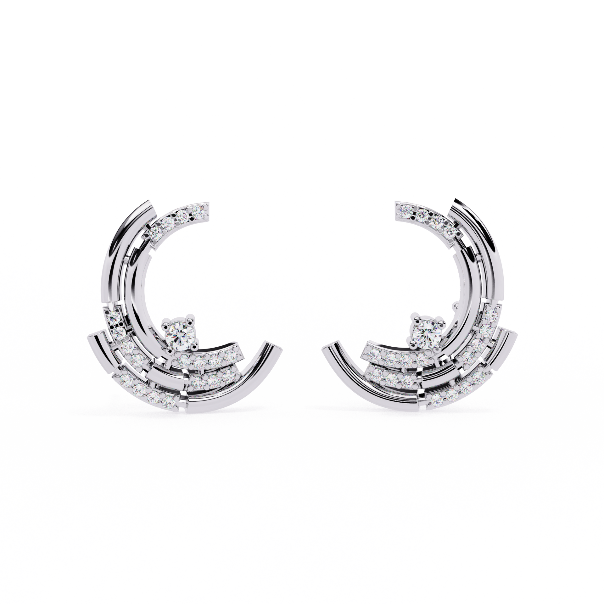 Round-Cut Lab-grown Diamond Cluster Studs in 10K White Gold