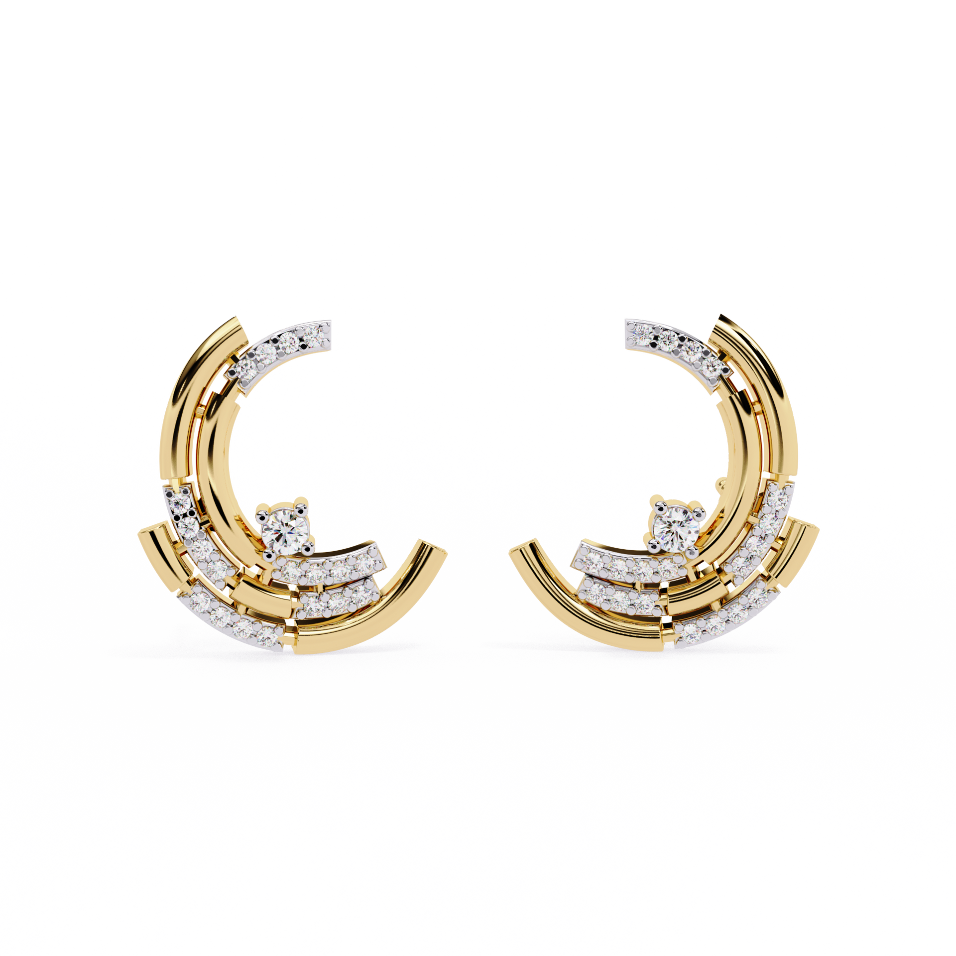 Round-Cut Lab-grown Diamond Cluster Studs in 10K White Gold