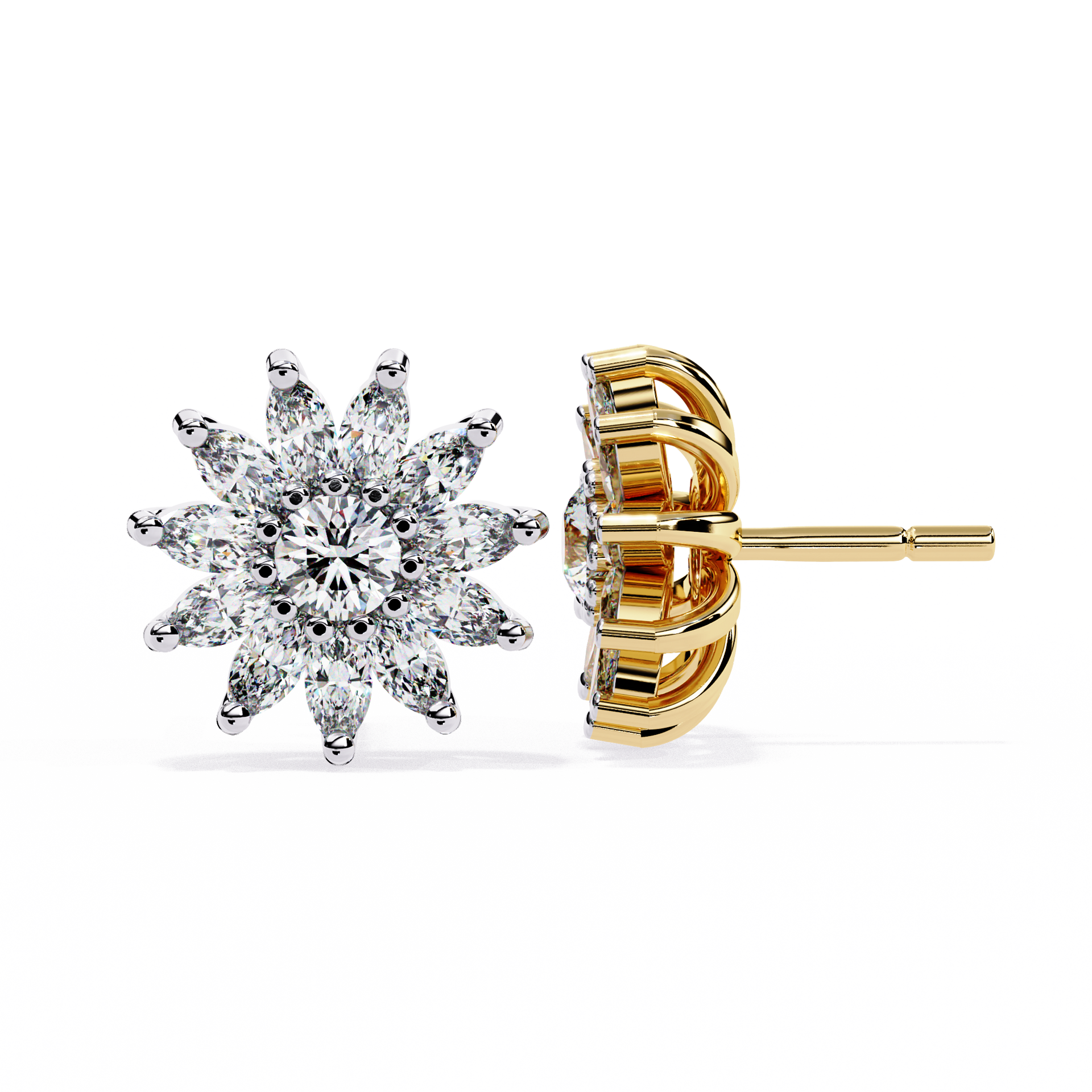 Marquise-Cut Lab-grown Diamond Stud Studs in 10K White Gold