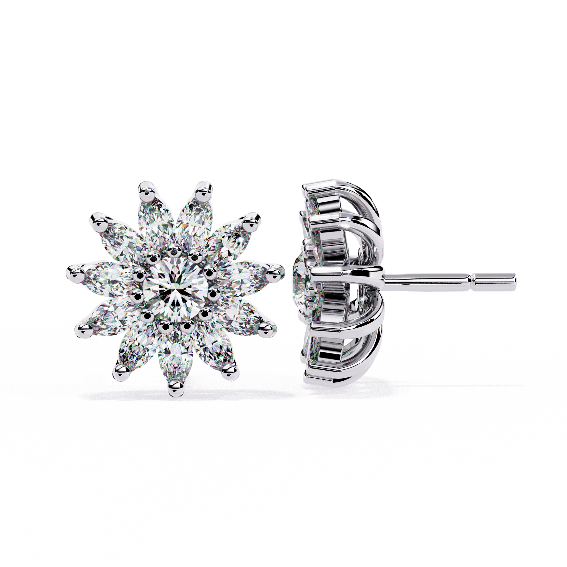Marquise-Cut Lab-grown Diamond Stud Studs in 10K White Gold
