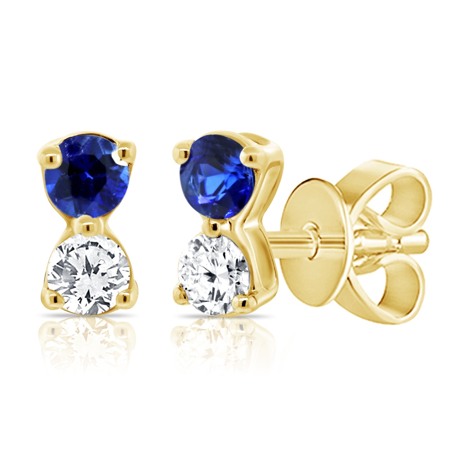 Gold Mini Diamond Sapphire Stud Earring