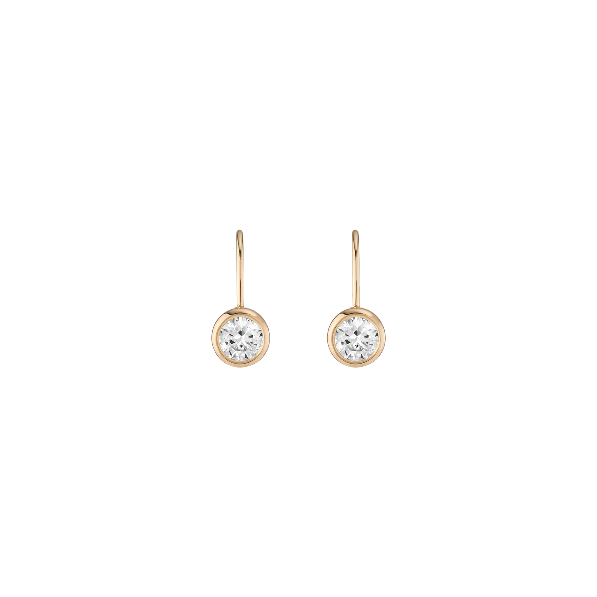 Round Lab Grown White Sapphire Bezel Drop Earrings