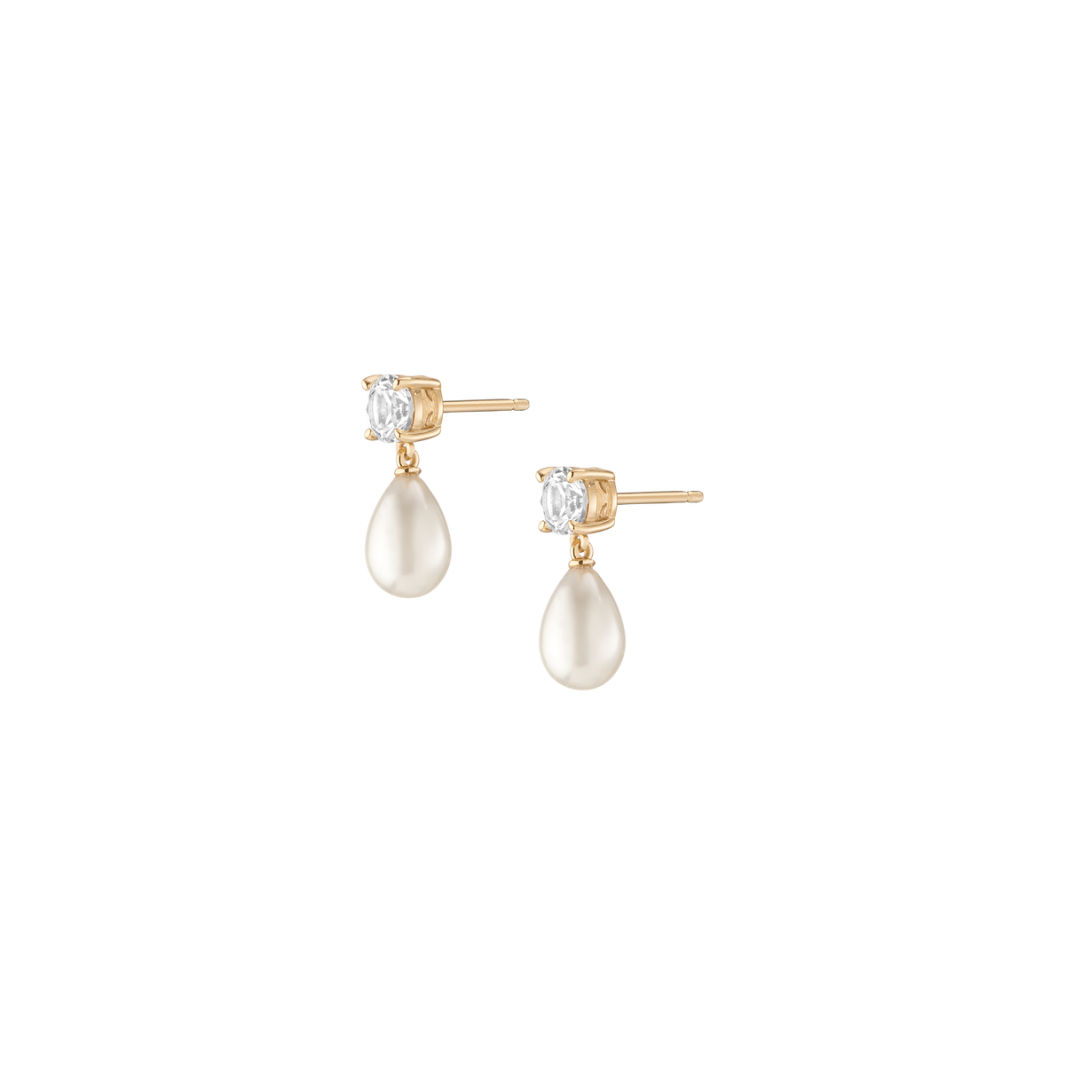 Lab Grown White Sapphire Pearl Drop Earrings