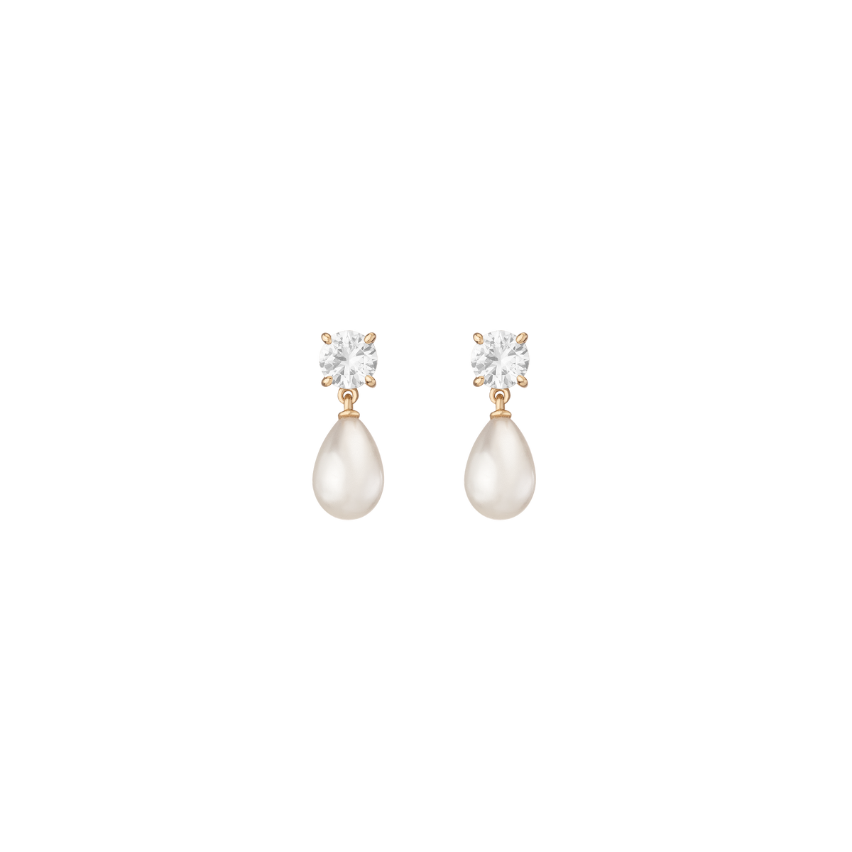 Lab Grown White Sapphire Pearl Drop Earrings