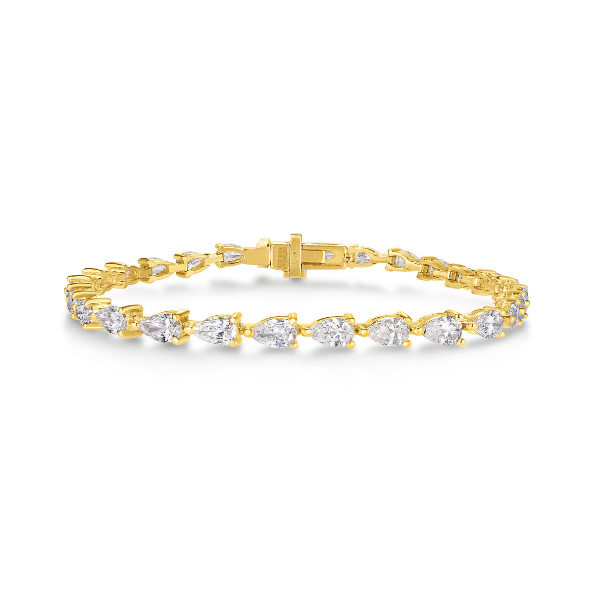 East-West Pear Lab Diamond Tennis Bracelet