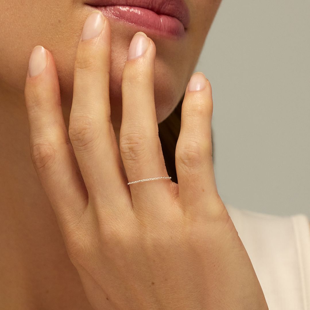 Solid White Gold Chain Ring