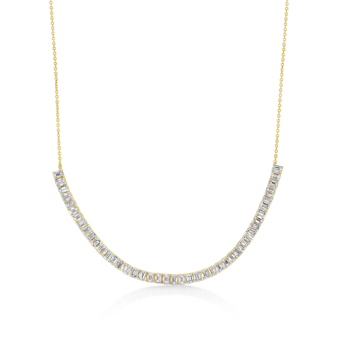 Emerald Cut Lab Diamond Half Tennis Necklace