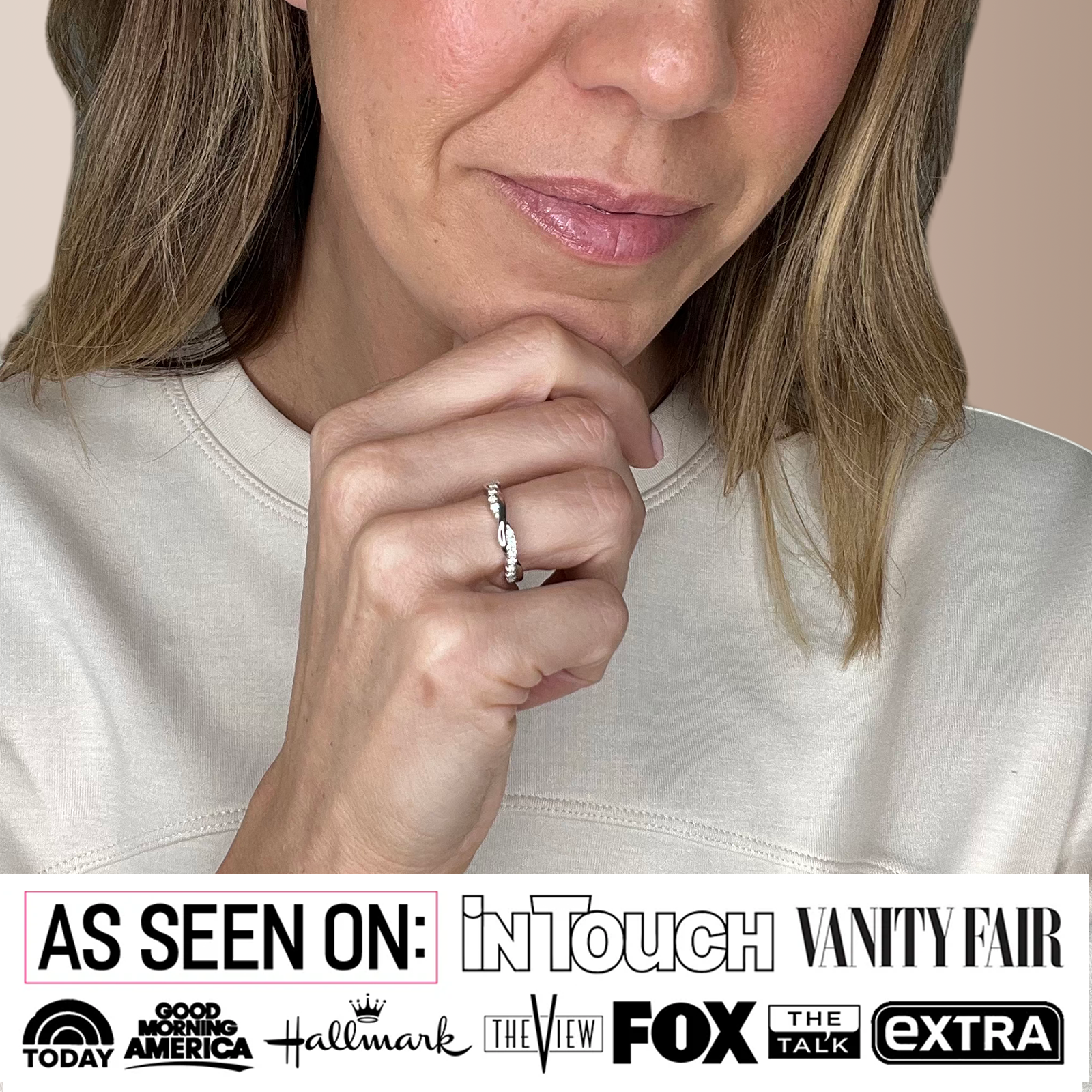 Moissanite by Cate & Chloe Avery 0.21tcw Round Cut 925 Sterling Silver 18K White Gold Plated Wedding Band