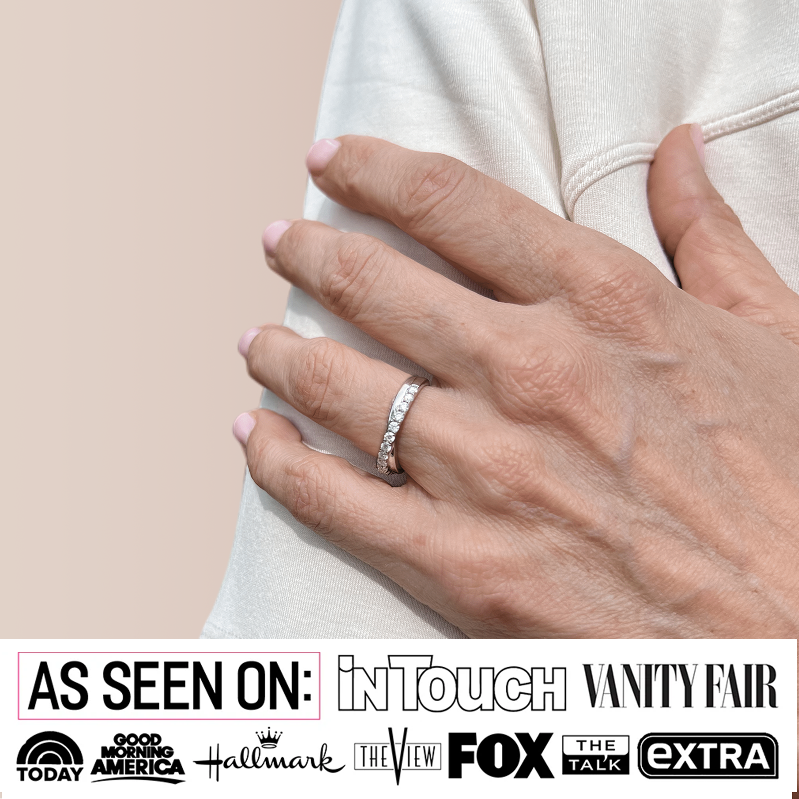 Moissanite by Cate & Chloe Emerson 0.36tcw Round Cut 925 Sterling Silver 18K White Gold Plated Wedding Band