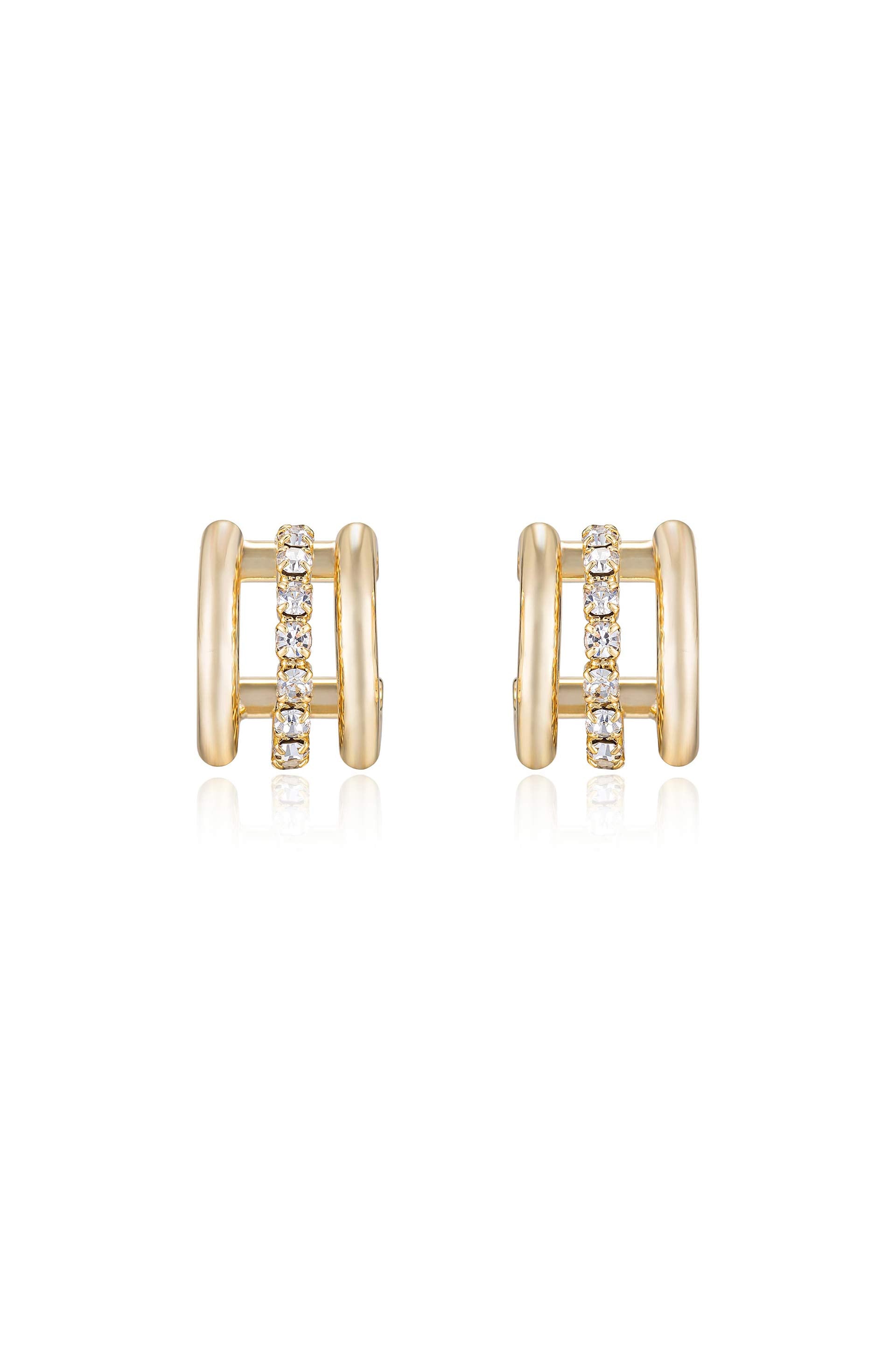 Thick Crystal Accent Huggie Earrings
