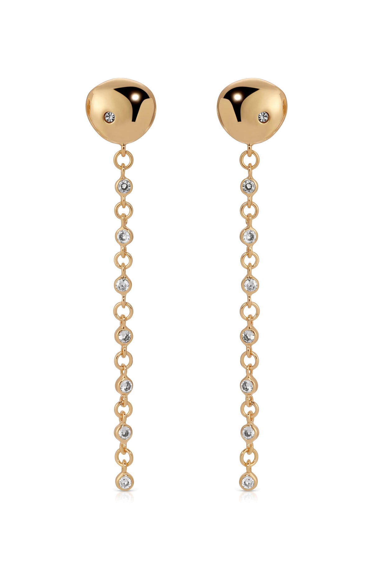 Polished Pebble Linear Chain Earrings