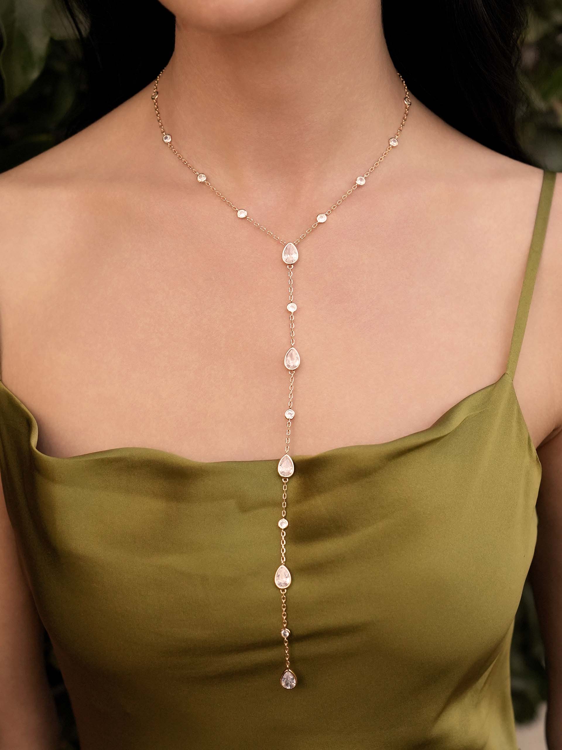 Marquise Crystal Lariat