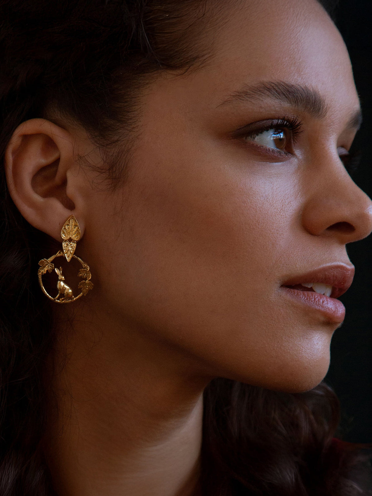 Ornate Tortoise & Hare Loop Earrings