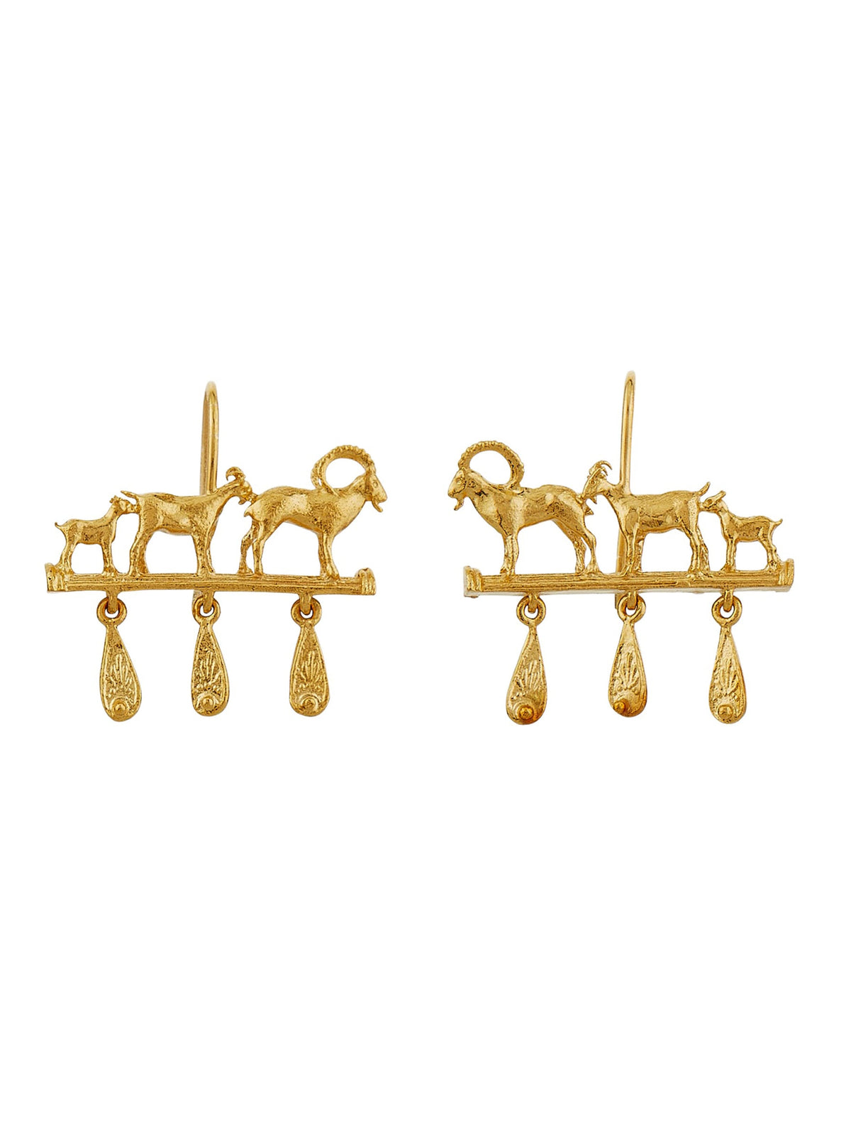 Mountain Goat Family Relic Earrings with Ornate Drops