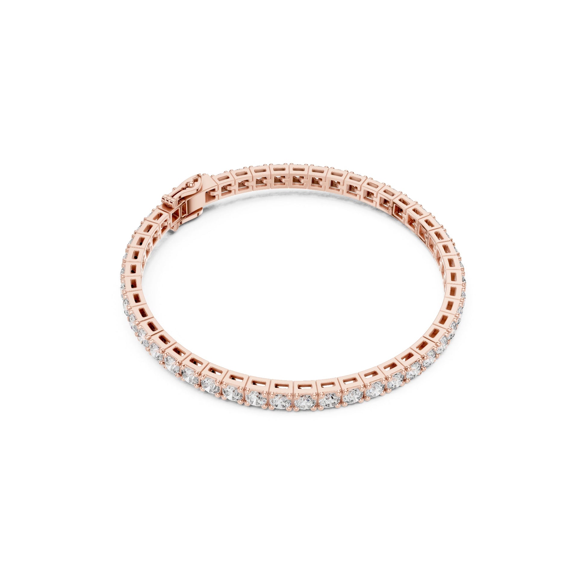 2.00Ct Round-Cut Lab-grown Diamond Tennis Bracelet in 10K Rose Gold