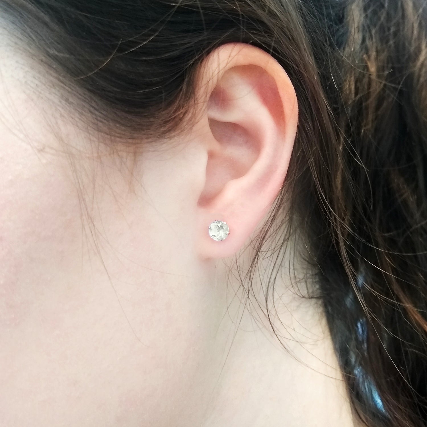 Sterling Silver Green Amethyst Stud Earrings