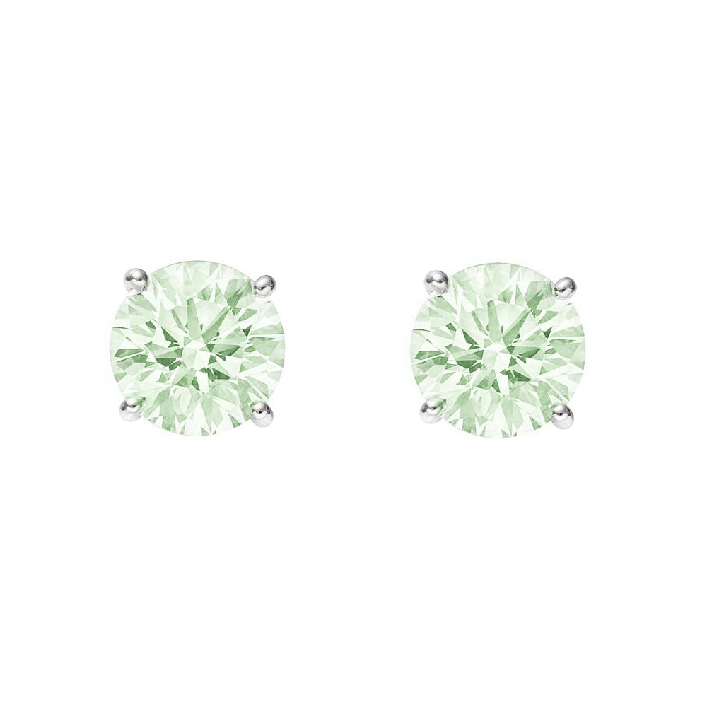 Sterling Silver Green Amethyst Stud Earrings