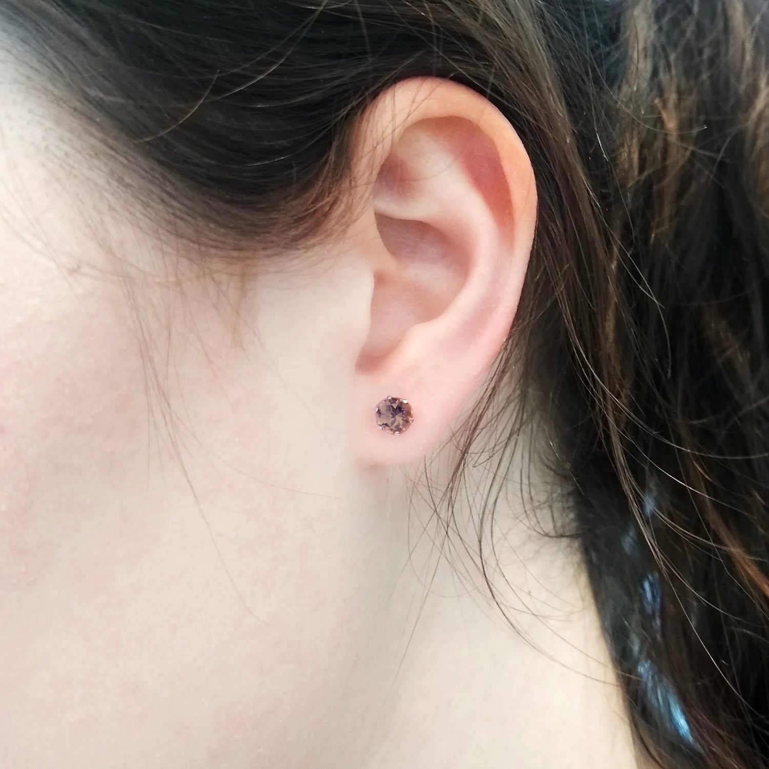 Sterling Silver Smoky Quartz Stud Earrings