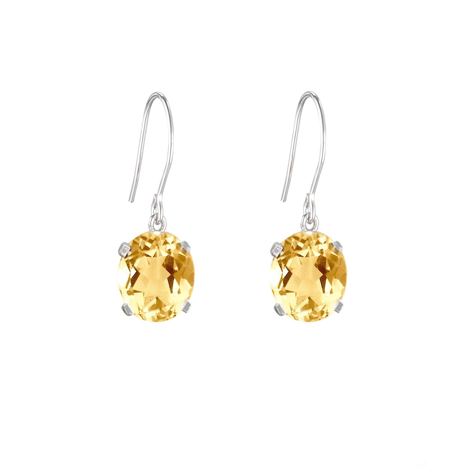 Sterling Silver Citrine Hook Earrings
