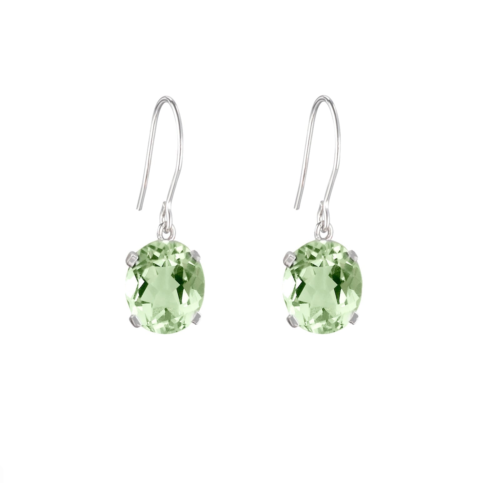 Sterling Silver Green Amethyst Hook Earrings