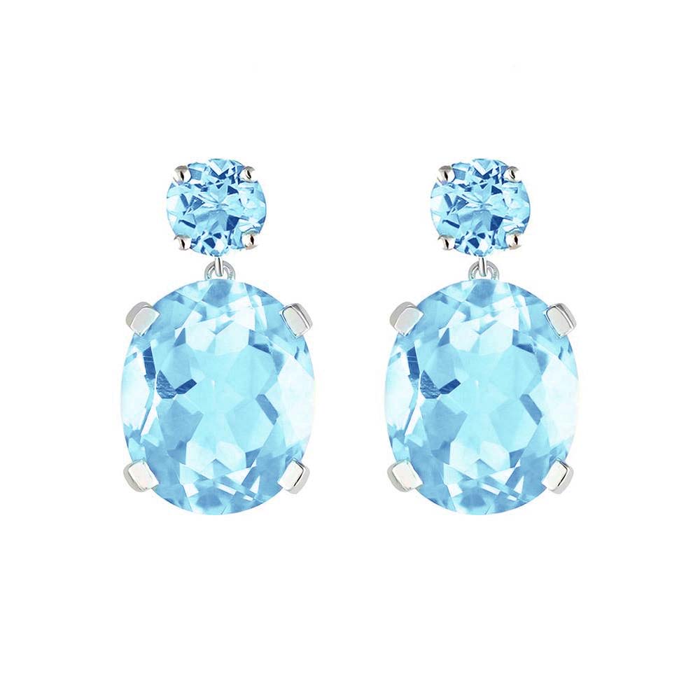 Sterling Silver or White Gold Sky Blue Topaz Drop Earrings