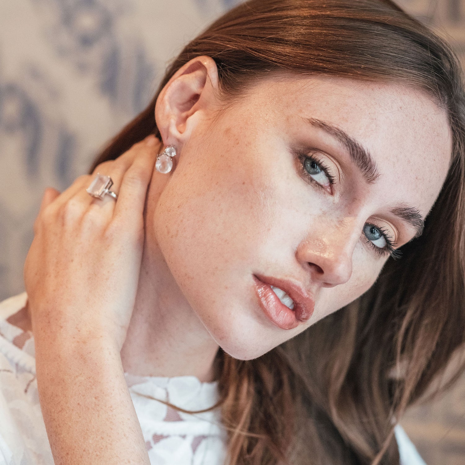 Sterling Silver or White Gold Rose Quartz Drop Earrings