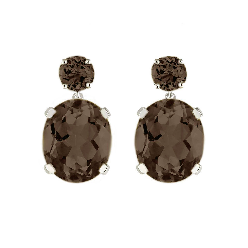 Sterling Silver or White Gold Smoky Quartz Drop Earrings