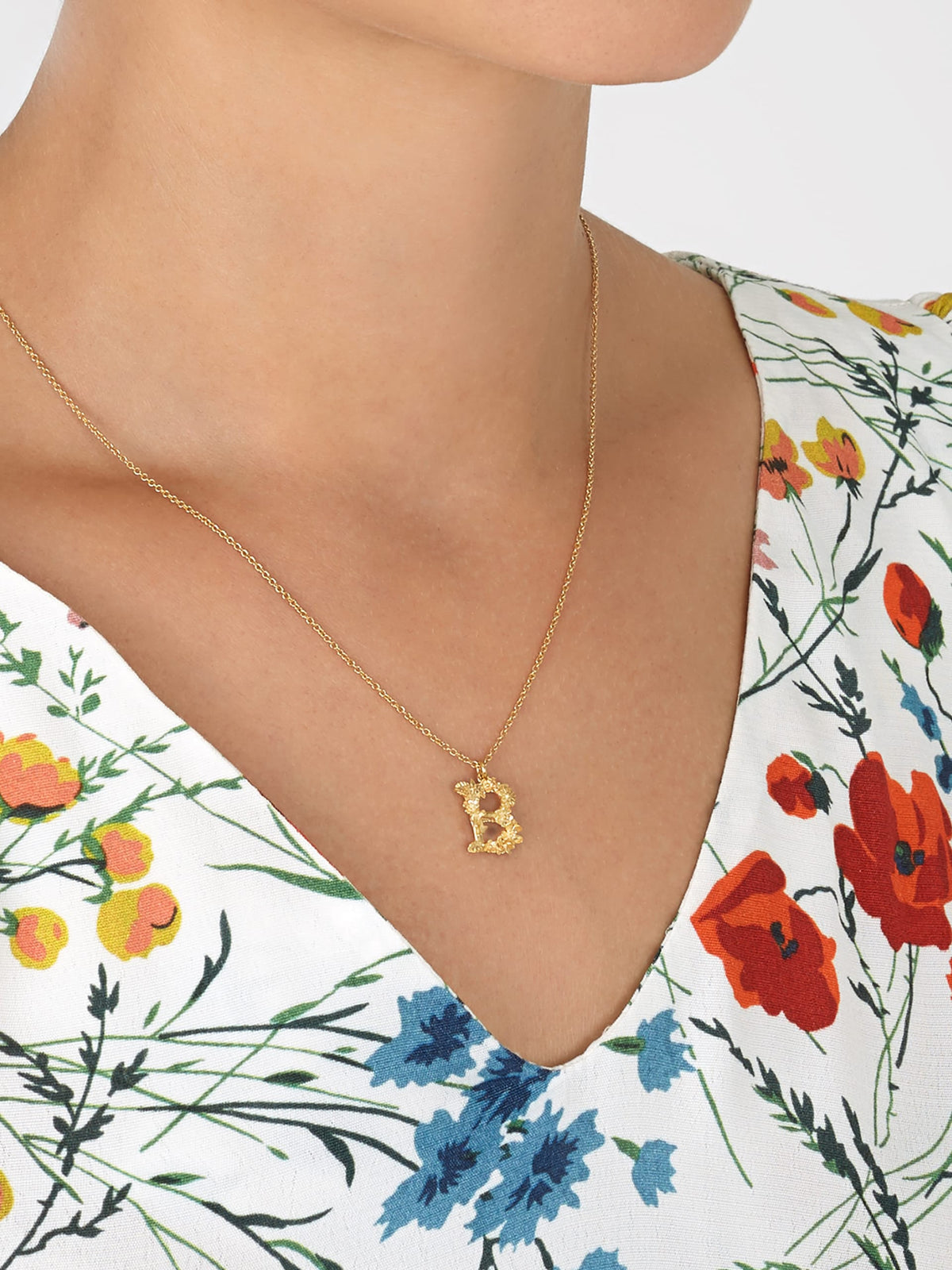 Floral Letter B Necklace