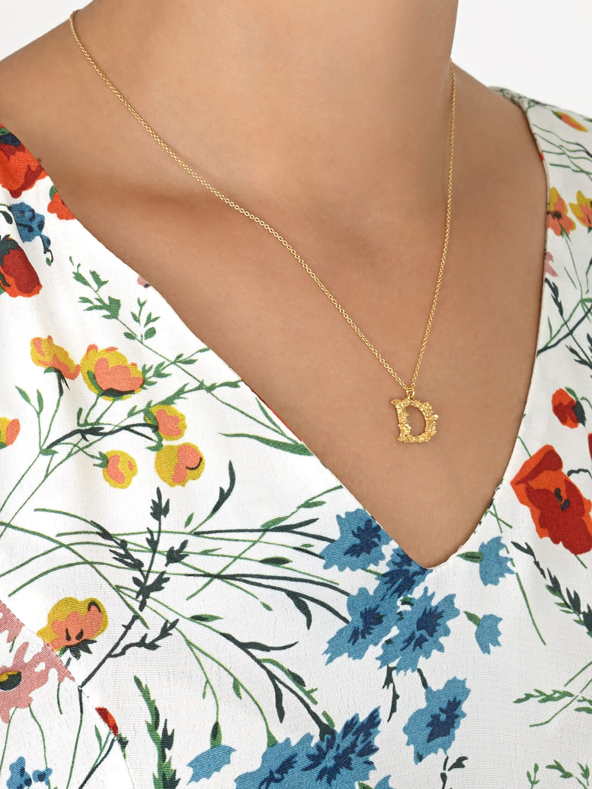 Floral Letter D Necklace