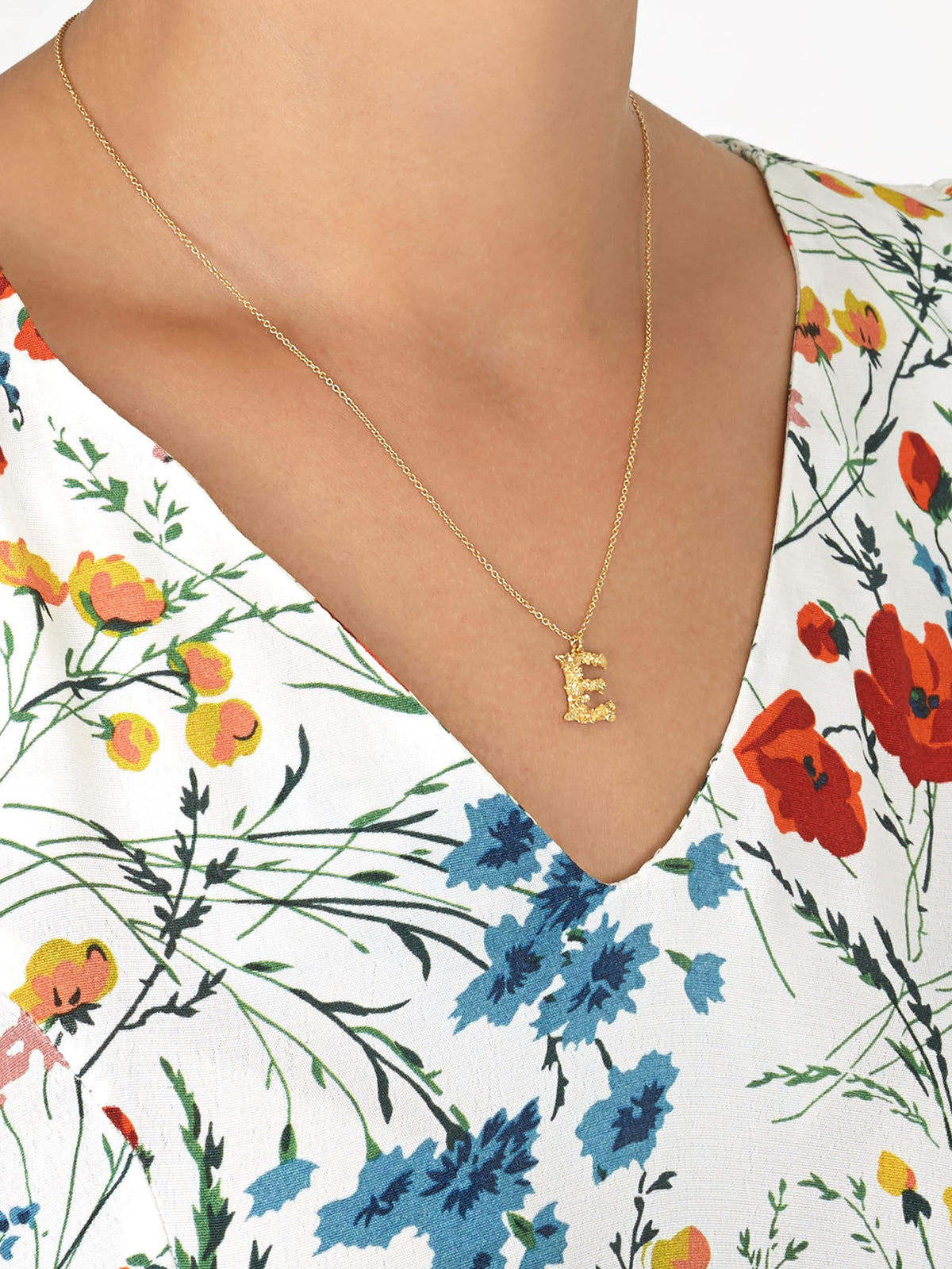 Floral Letter E Necklace