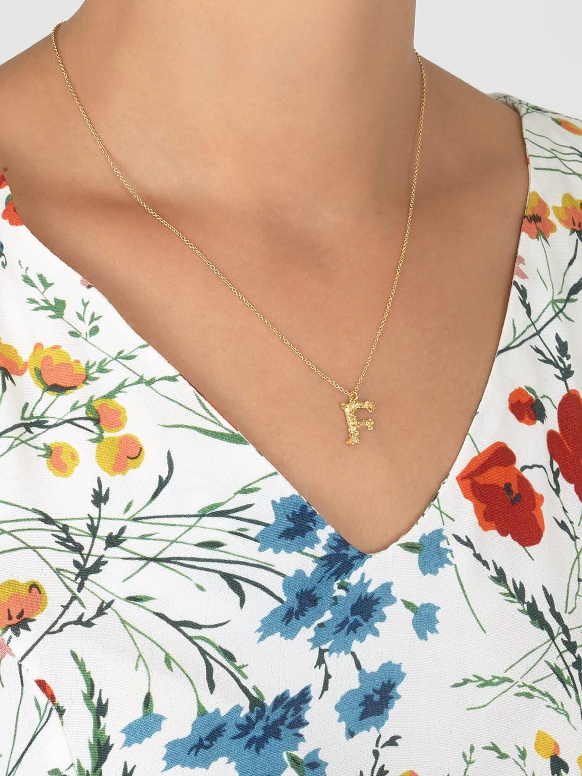 Floral Letter F Necklace