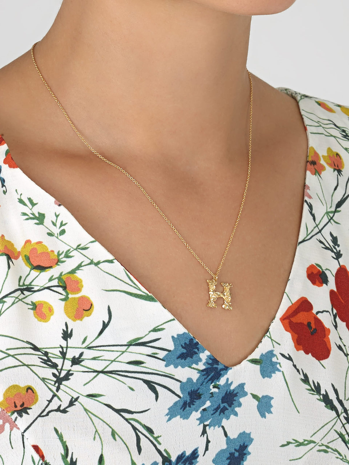 Floral Letter H Necklace