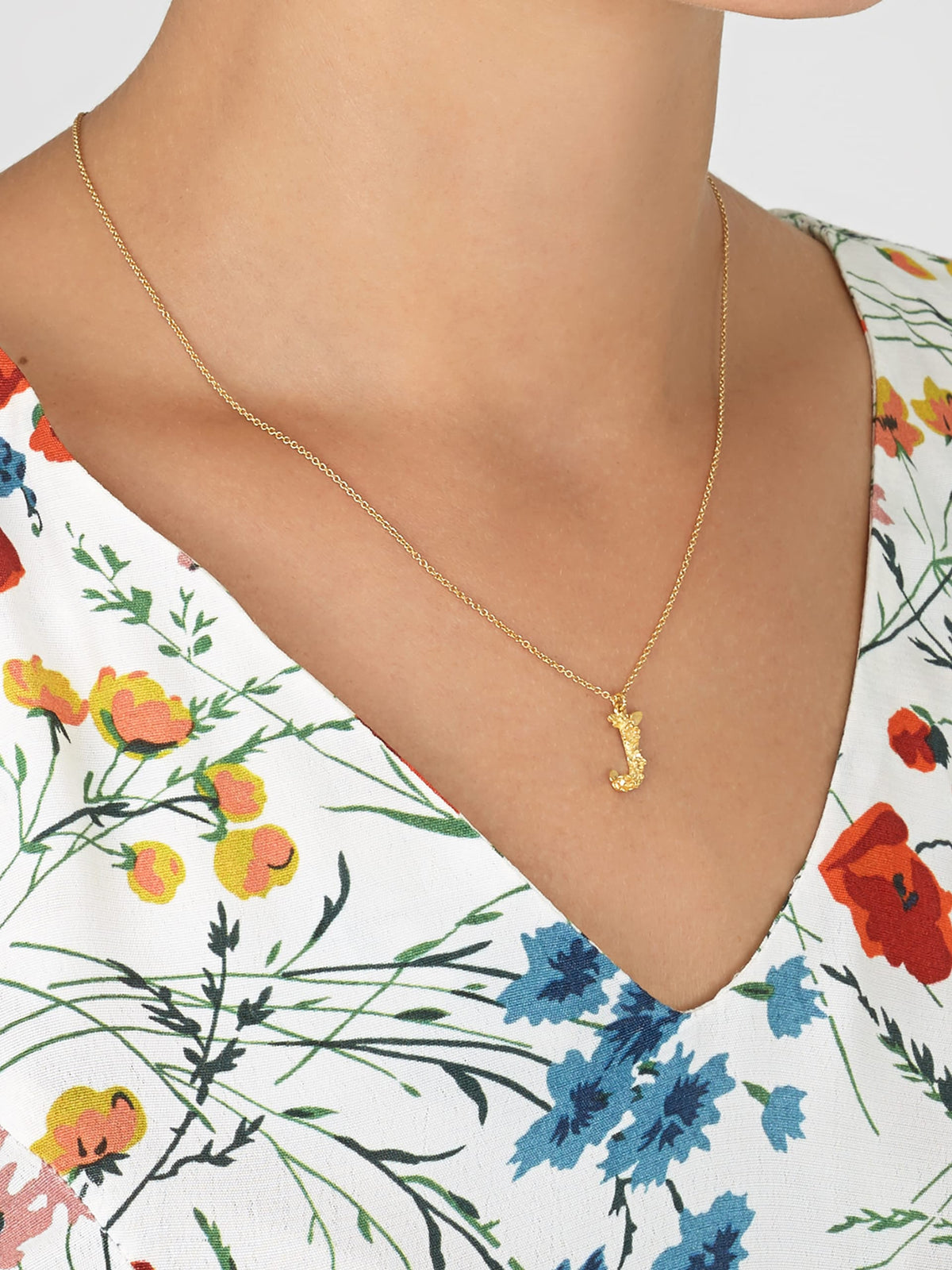 Floral Letter J Necklace