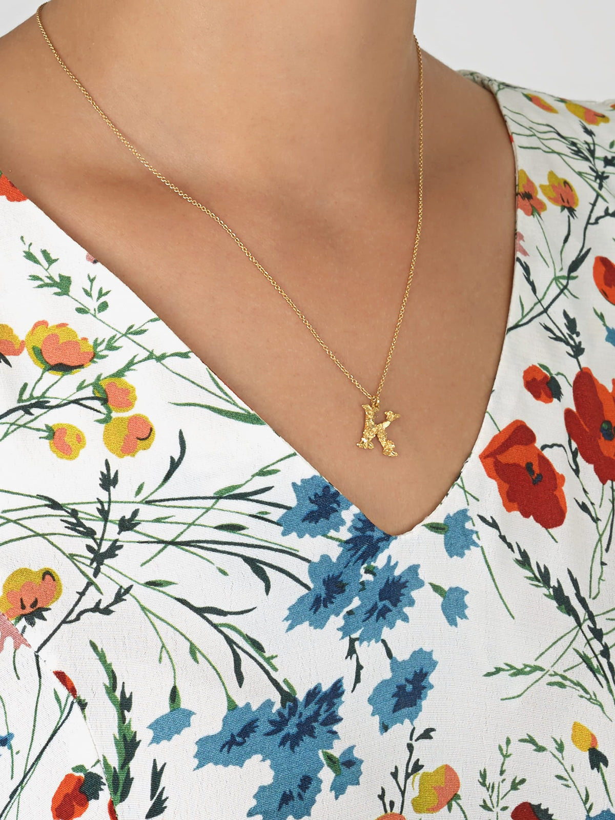 Floral Letter K Necklace