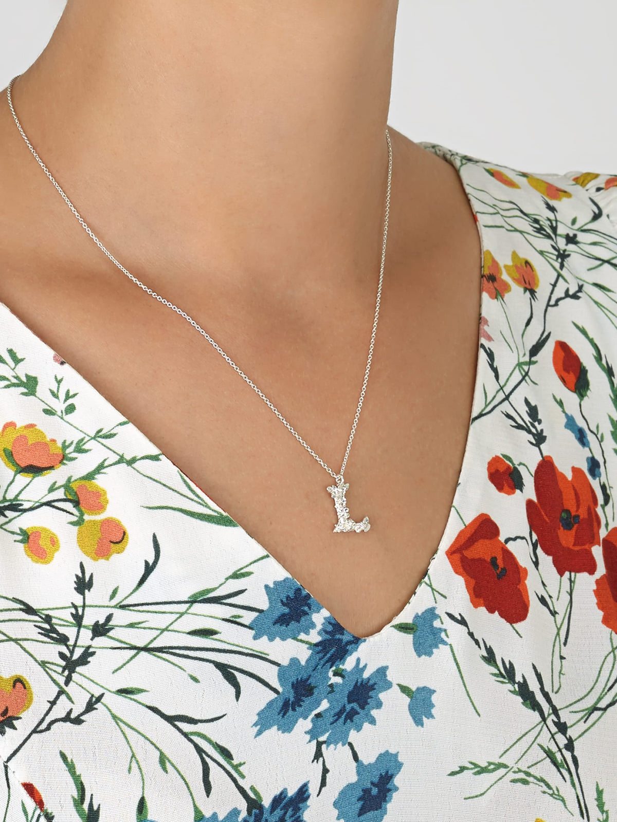 Floral Letter L Necklace
