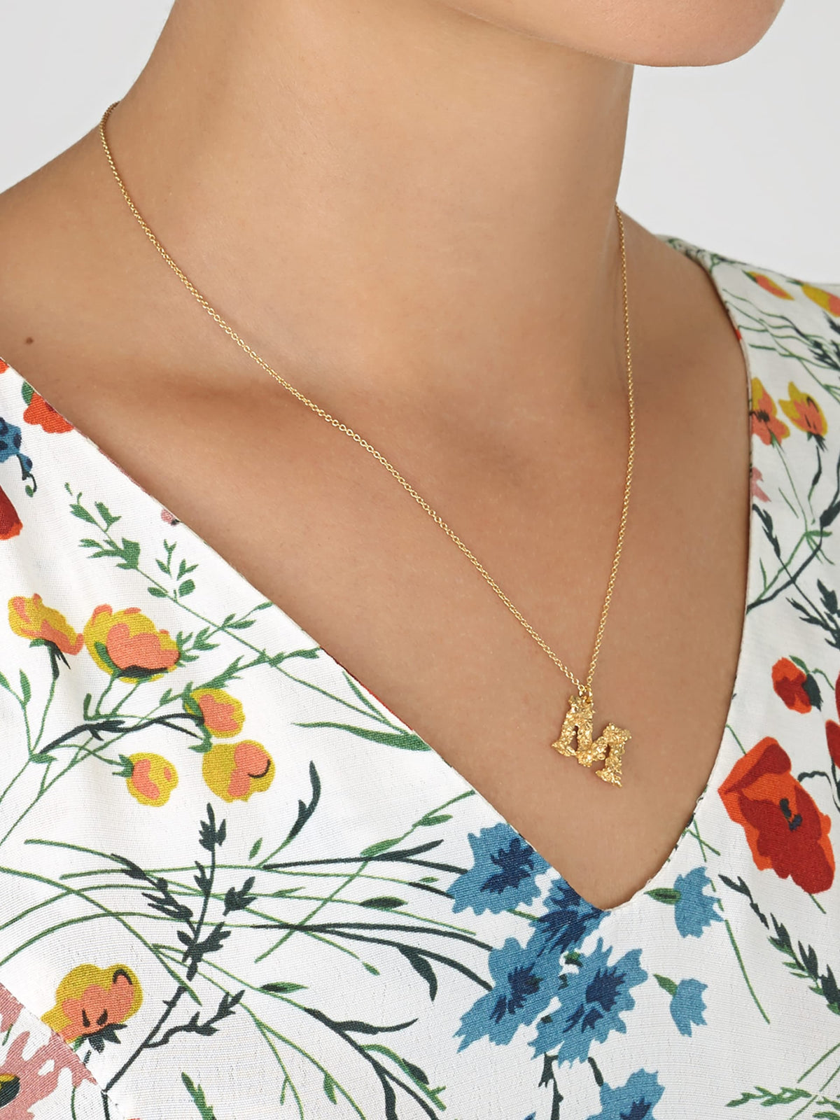 Floral Letter M Necklace