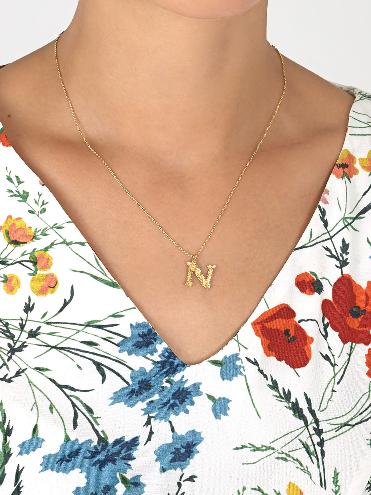 Floral Letter N Necklace