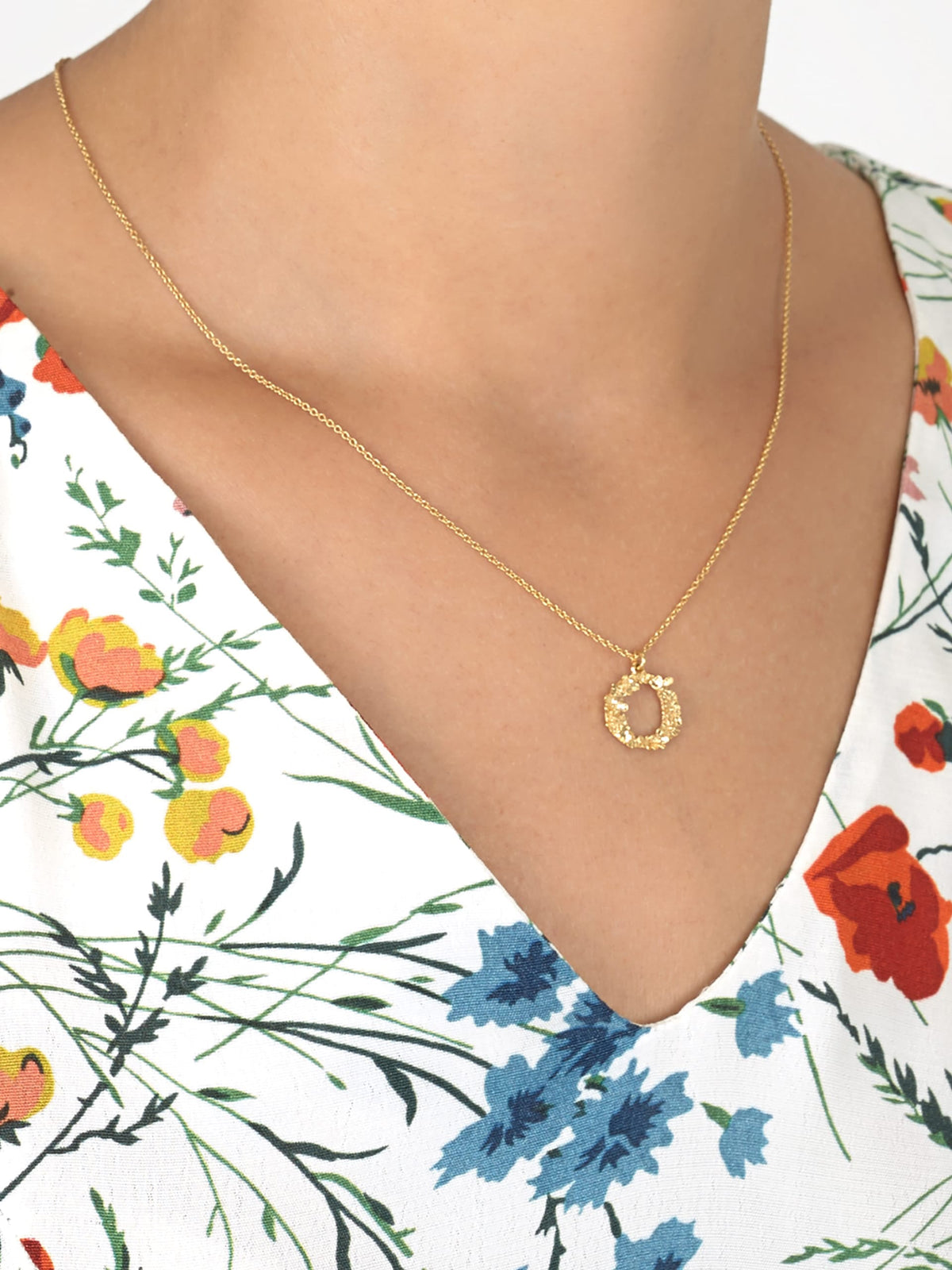 Floral Letter O Necklace