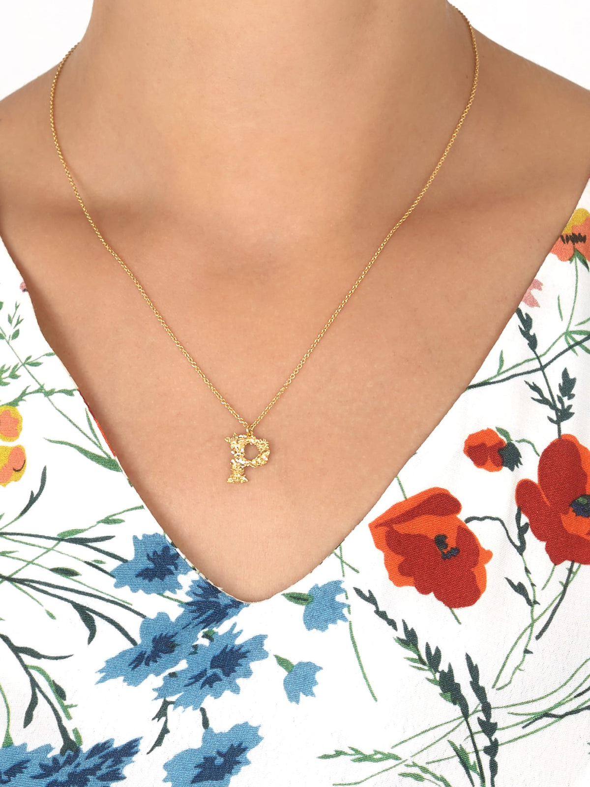 Floral Letter P Necklace
