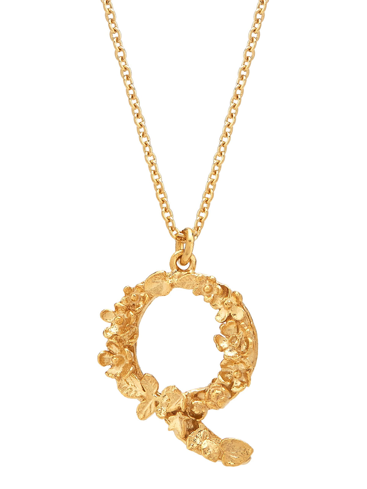 Floral Letter Q Necklace
