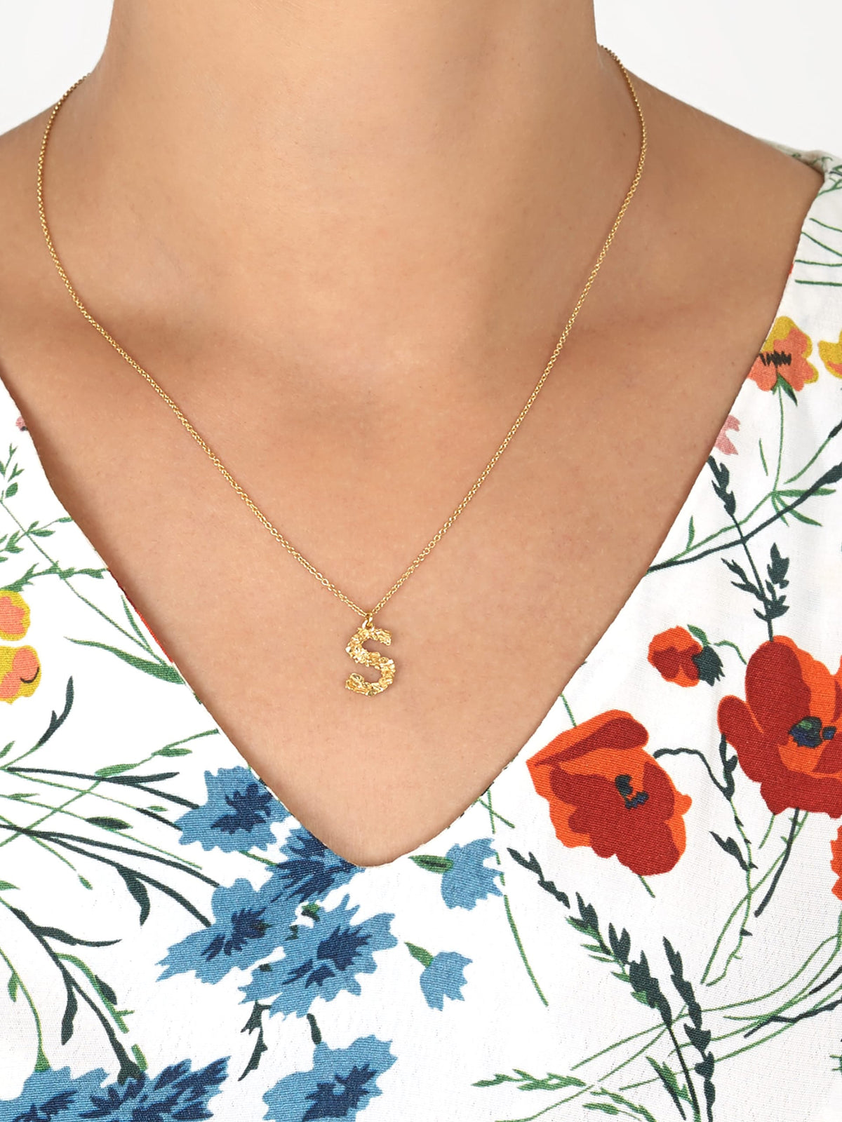 Floral Letter S Necklace