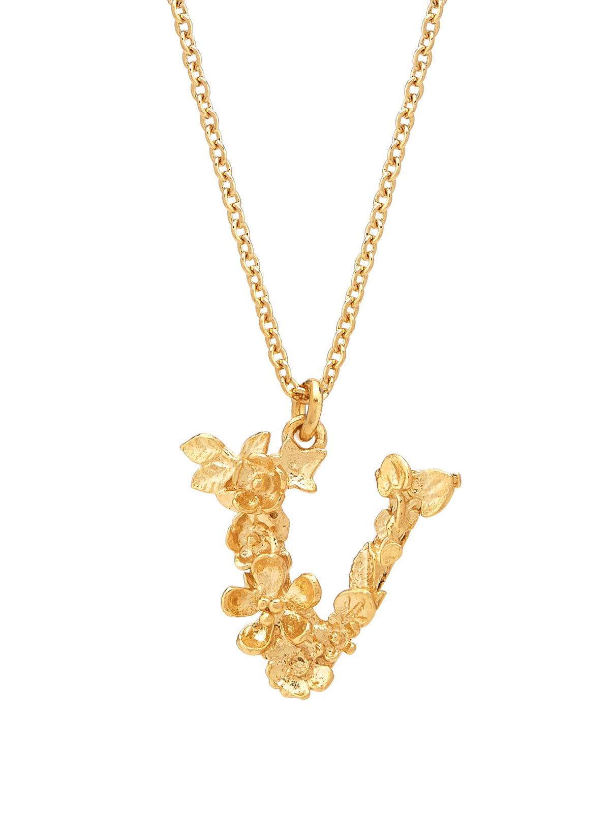 Floral Letter V Necklace