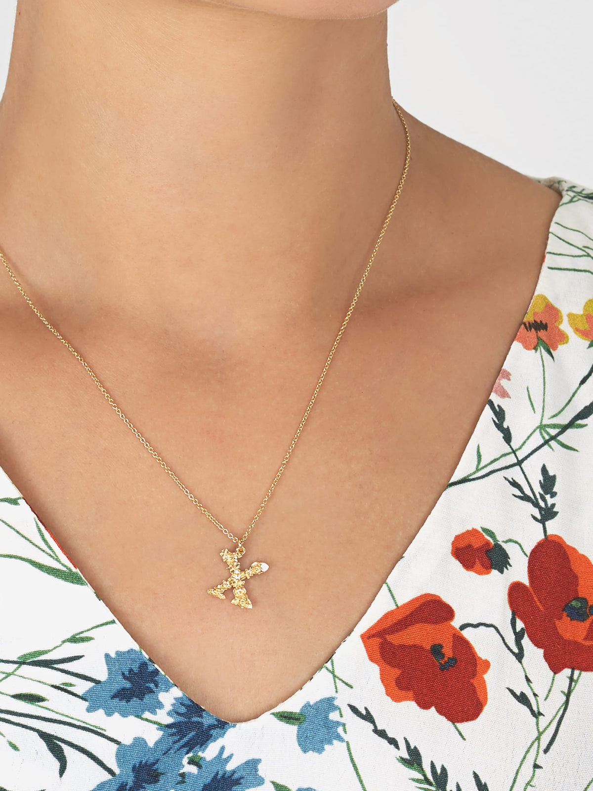 Floral Letter X Necklace